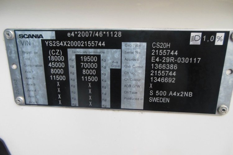 SCANIA S500,Retarder, Nezávislá klima, komplet na vzduchu