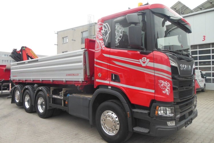 SCANIA R580, 8x4, Sklápěč S2, Palfinger PK19
