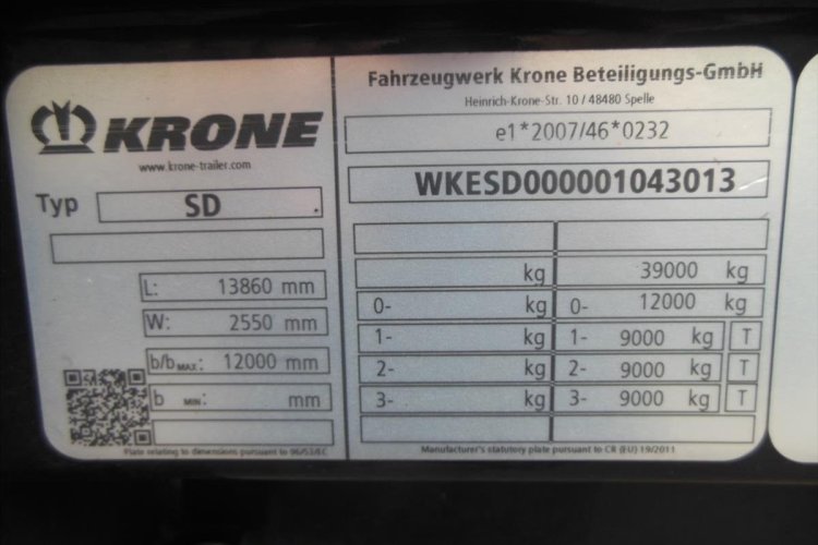 Krone SD, Zvedací náprava návěs pro nákladní