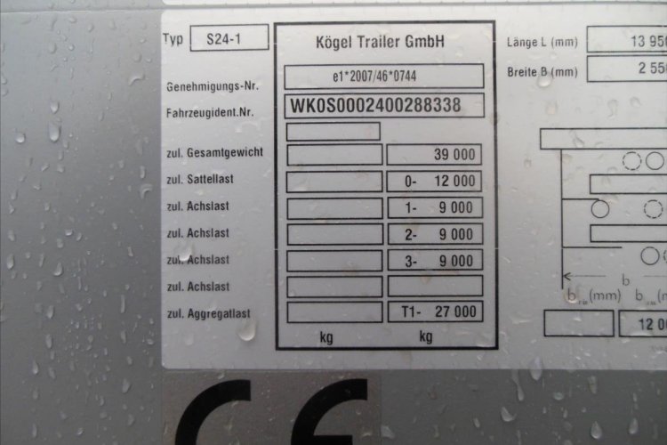 KÖGEL SN 24, SAF, Zvedací náprava návěs pro nákladní