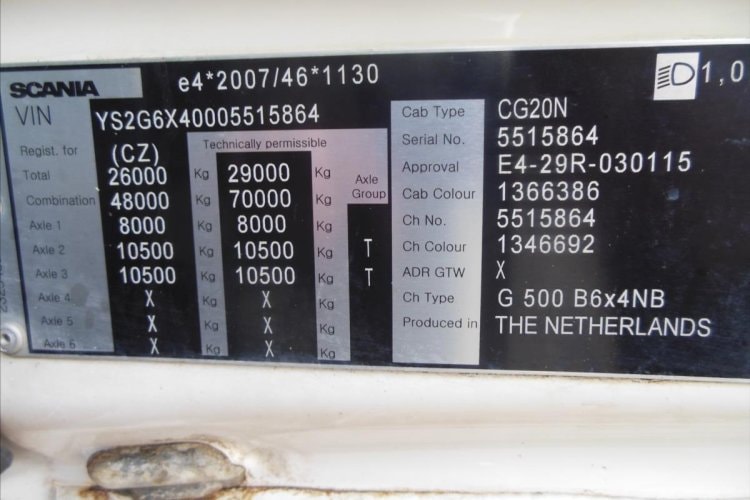 SCANIA G500,6X4,Hákový nosič kontejnerů
