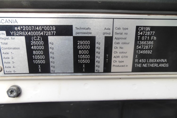 Scania R450, 6x4, Palfinger T20