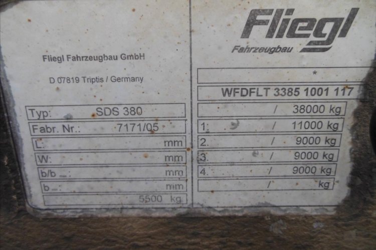 Fliegl SDS 380, GOOSENECK, BPW návěs pro nákladní