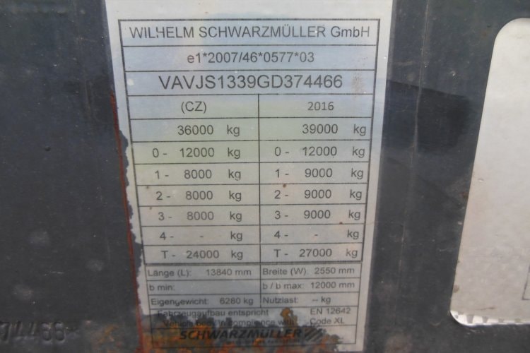 Schwarzmüller SPA 3/E, SAF, Bočnice, Shrnovačka, Zvedací náprava