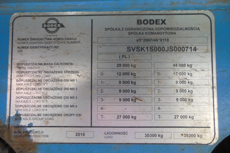 BODEX KIS 3F, Zvedací náprava, Nápravy 9t, Levá strana vrata