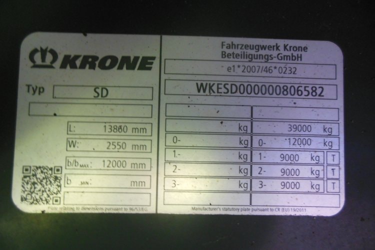 Krone SD, Standart, Zvedací náprava