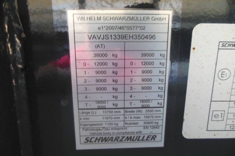 Schwarzmüller S1, Plato, Roztahovací o 4 m, Natáčecí náprava, Zvedací náprava