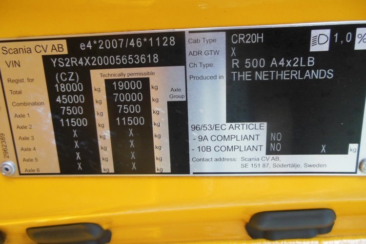 Scania R500, Retarder, Hydraulika, Komplet vzduch, ALU disky
