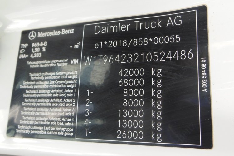 Mercedes Benz 4151 Arocs, 8x6, Meiller, Bordmatic, závěs