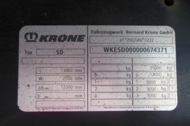 Krone SD COIL MULDE LINER, SAF, Zvedací náprava, Paletový koš, Přizvedávání stropu