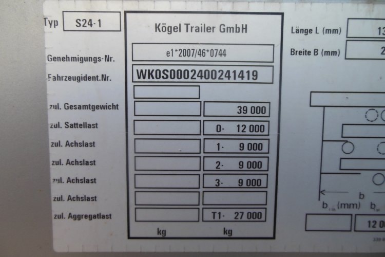 Kögel SN 24, LowDeck, Zvedací náprava