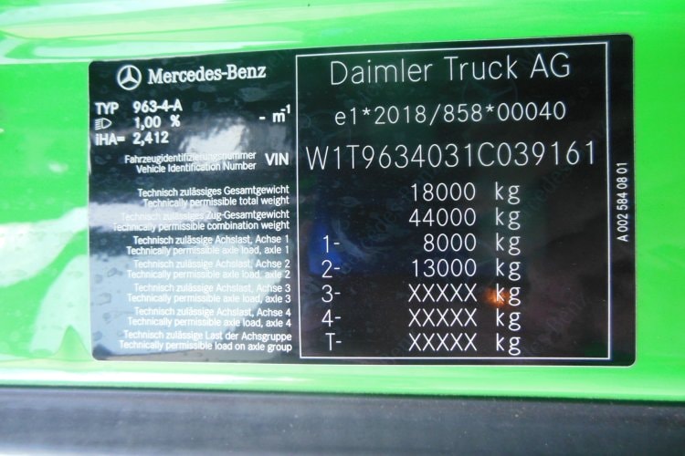 Mercedes Benz Actros 1848, Gigaspace, Standart