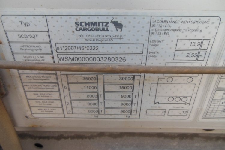 Schmitz SCS 24/L, Standart, 2 x zvedací náprava, Přizvedávání stropu