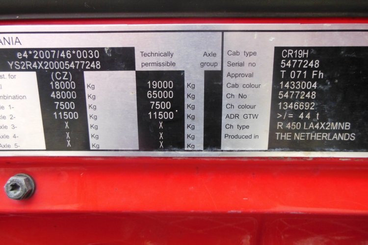 Scania R450, Standart, Retarder, Komplet na vzduchu, BEZ EGR, PLNÁ ADR